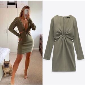 ZARA BLOGGER FAVORITE STRETCHY LINEN BLEND SHORT DRESS